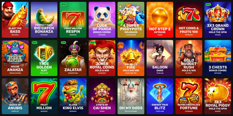 HadesBet casino games catalogue featuring themed video slots from multiple game providers